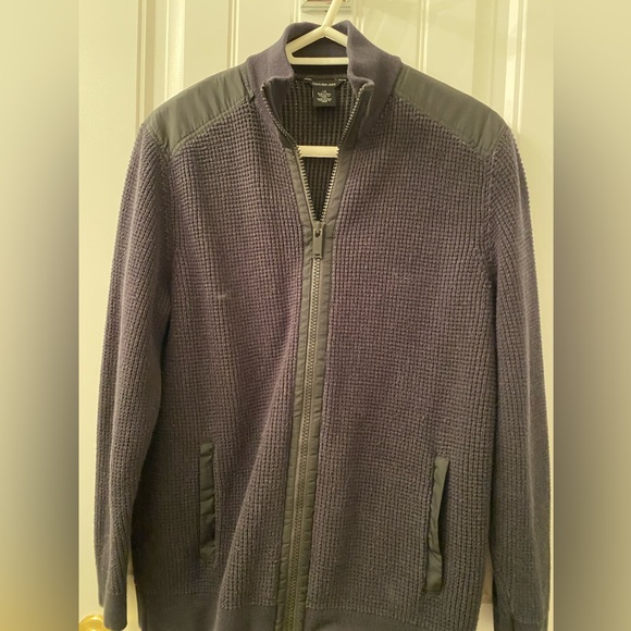 GENTLY WORN MEN’S LARGE BLACK ZIPPERED CARDIGAN SWEATER - Picture 3 of 15